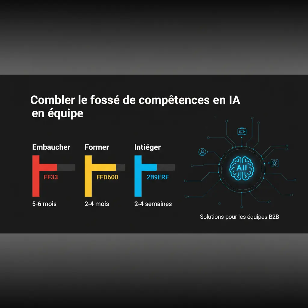 Trois chemins pour combler l’écart de compétences IA : embaucher (5-6 mois), former (2-4 mois), ou intégrer des ingénieurs IA seniors (2-4 semaines)