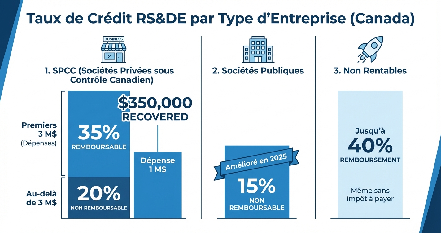 Taux de crédit RS&DE par type d’entreprise
